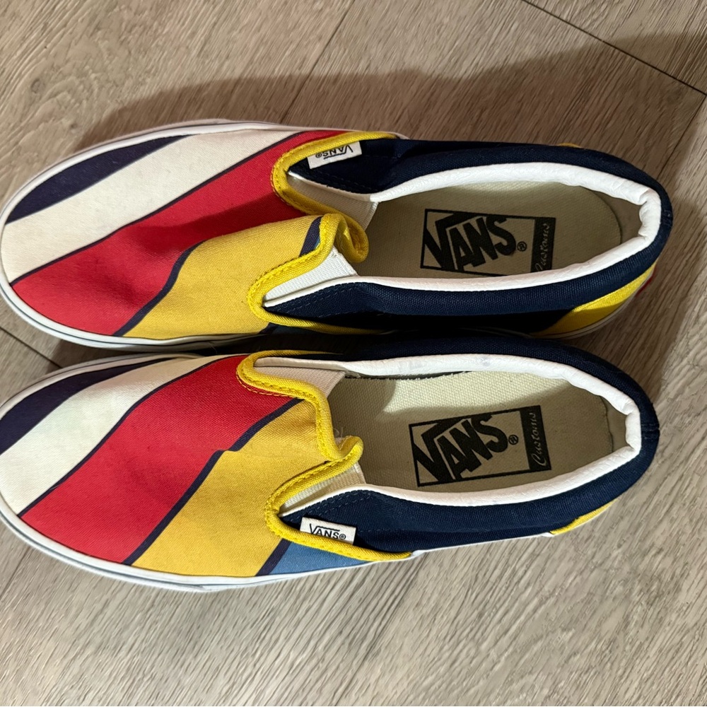Vans Red and Yellow Slip-On Shoes